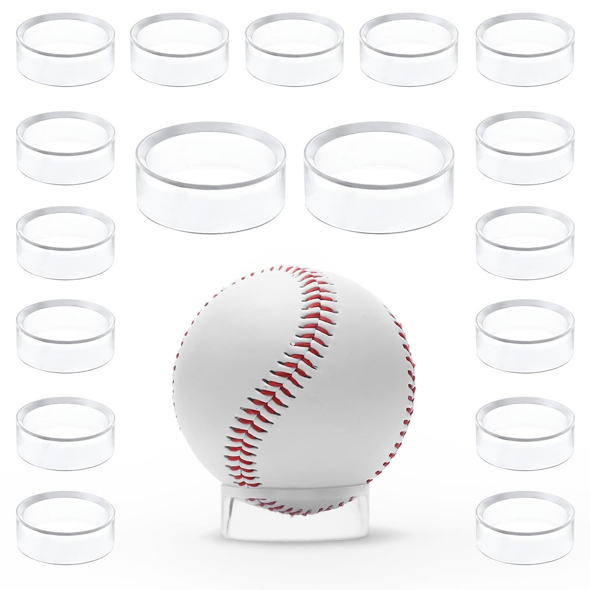 30 pcs Large Acrylic Clear Baseball Stands 1-5/8″ Size Display Holders