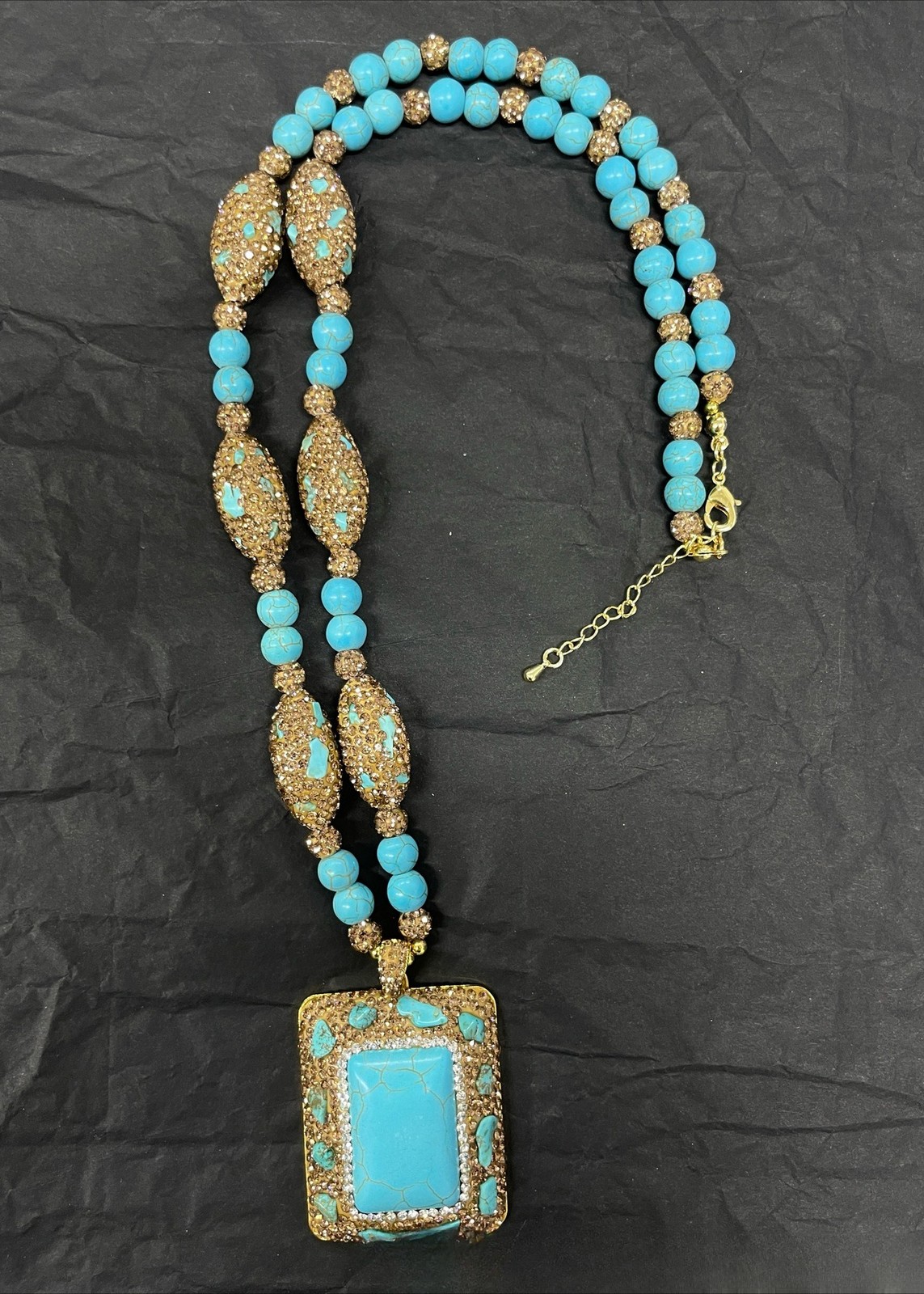New vintage necklace turquoise pearl ethnic style natural stone jewelry