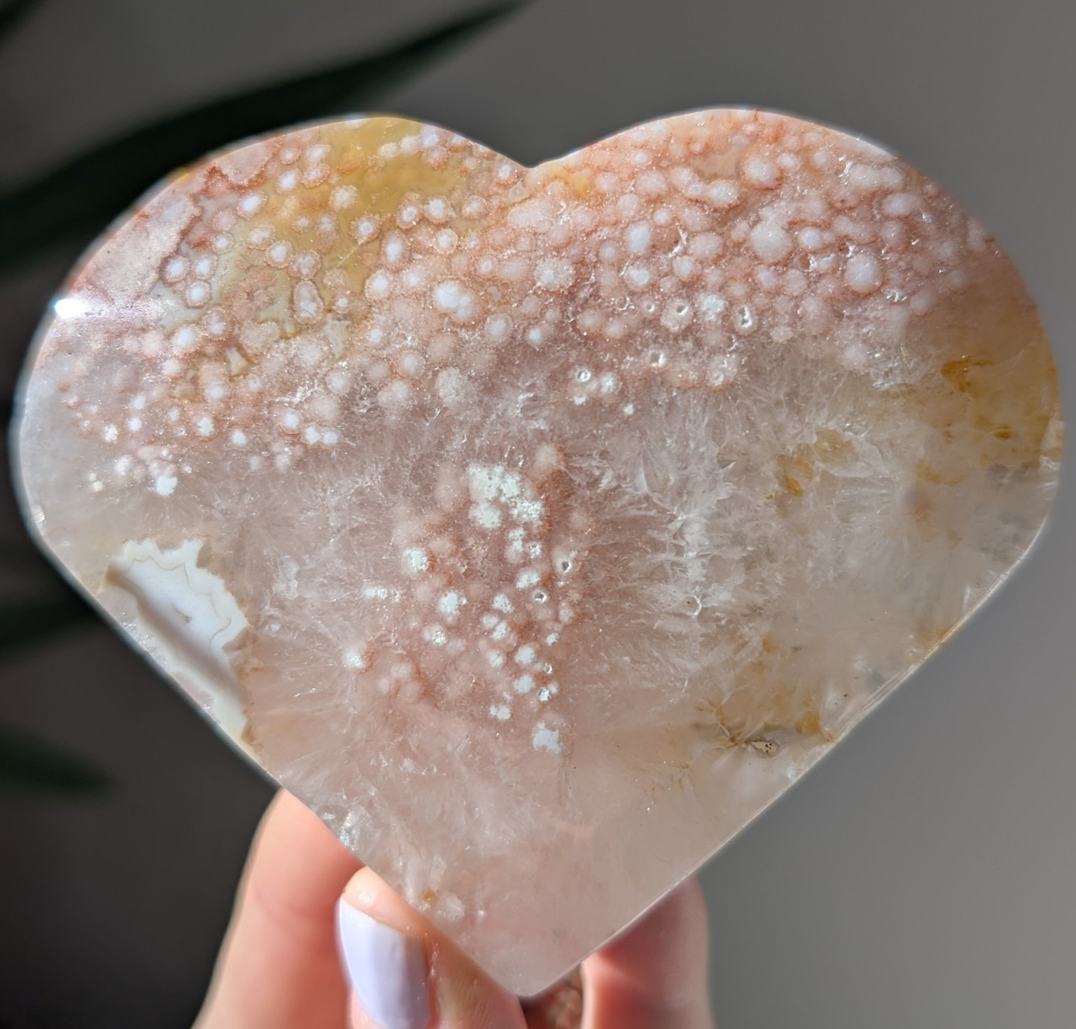 Pink Amethyst Heart Carving Crystal Gemstone Chakra Reiki 3.7 inches wide