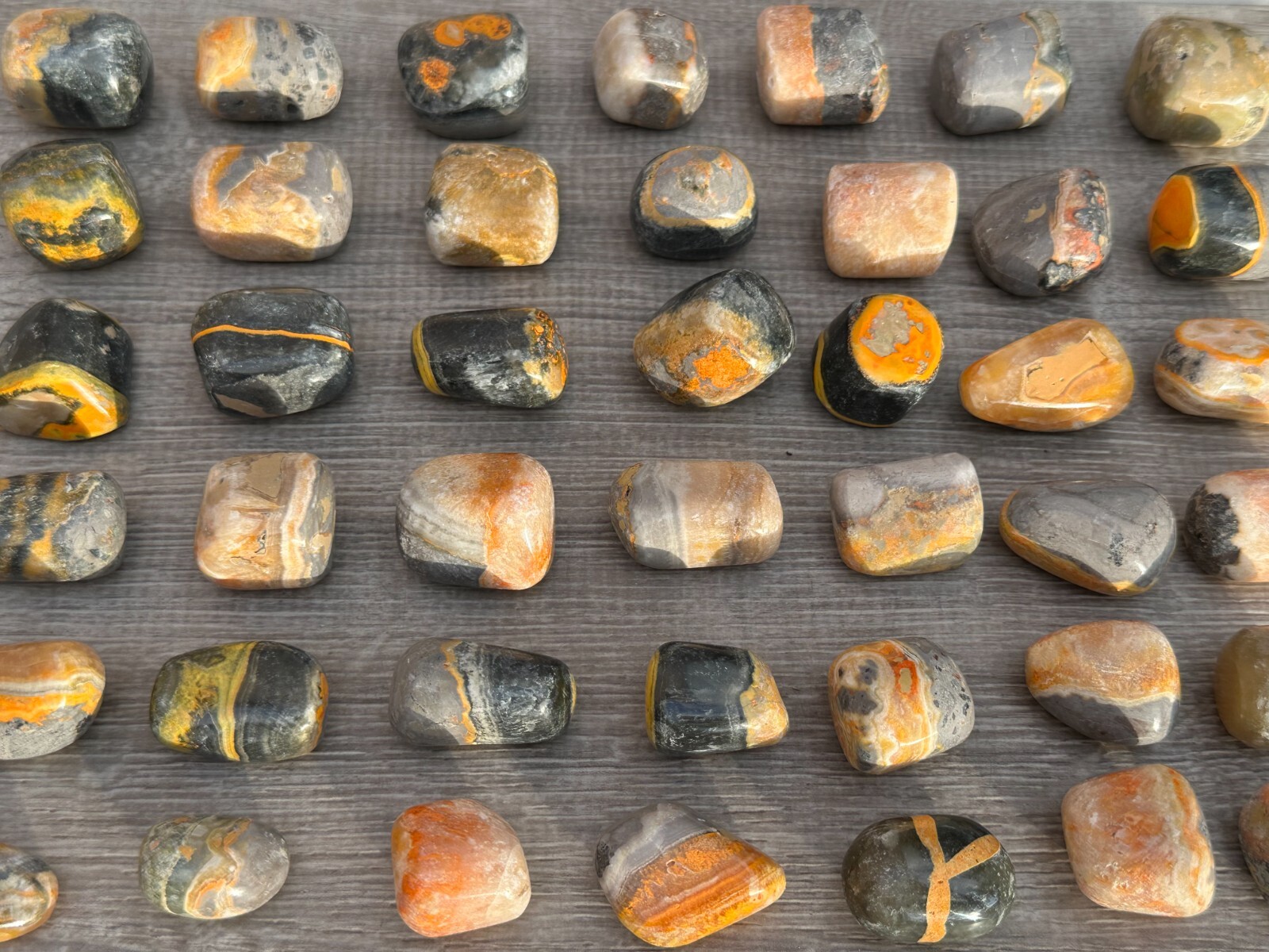 Grade A++ Bumblebee Jasper Tumbled Stones, 0.85-1″ Tumbled Bumblebee Jasper