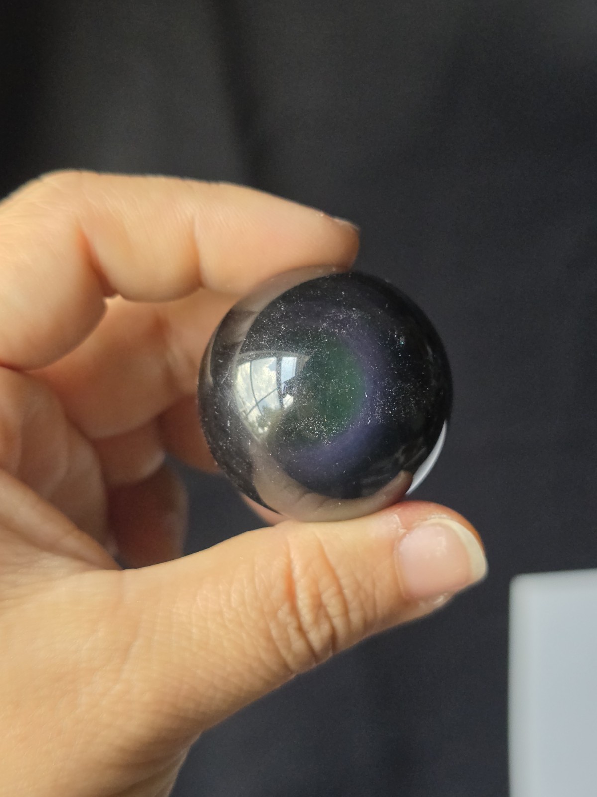 Rainbow Obsidian Sphere Crystal Ball Purple Sheen Flash mini 26mm 45g