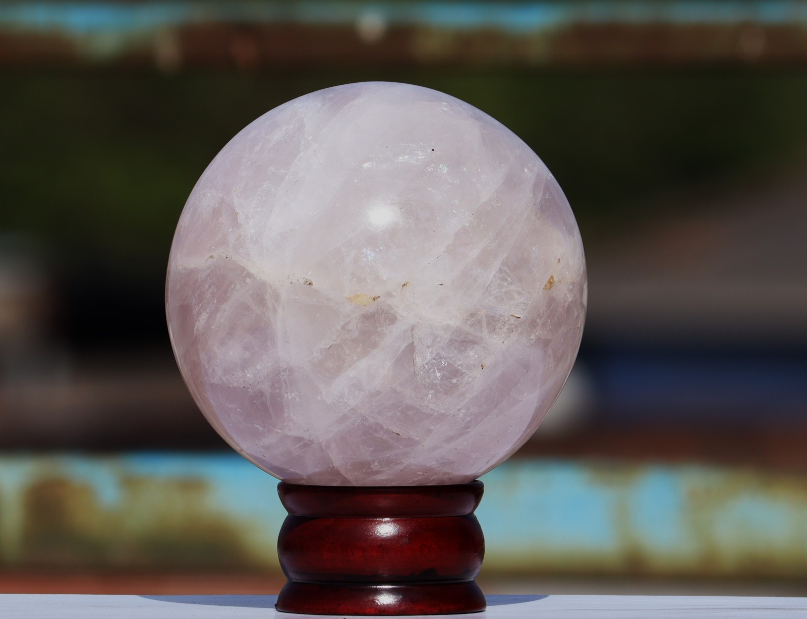110mm Pink Rose Quartz Crystal Sphere Healing Stone Polished Ball