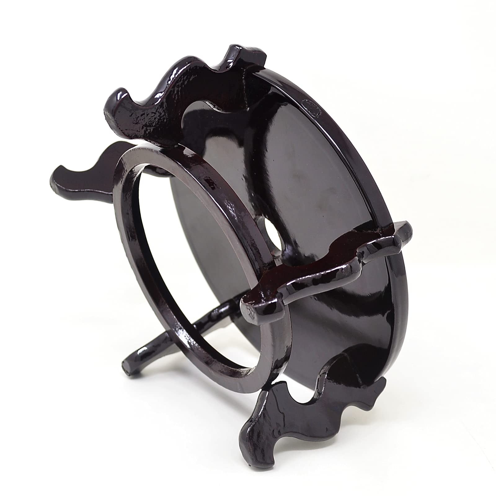 Feng Shui Chinese Wooden Fishbowl Planter Display Stand (10 Inch)