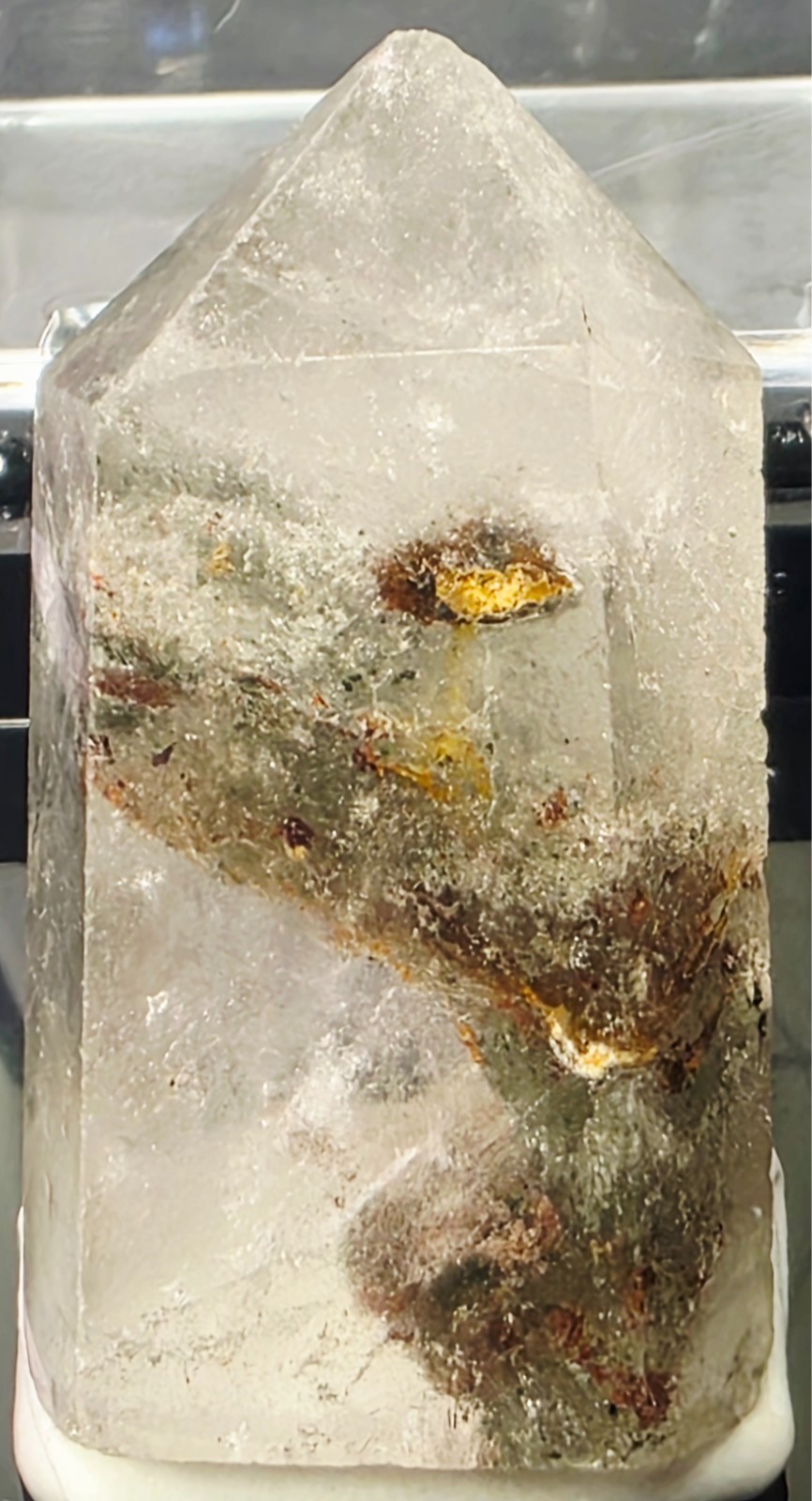 Natural Garden Quartz Lodolite Phantom Crystal Point Brazil Perky Box 22.46g