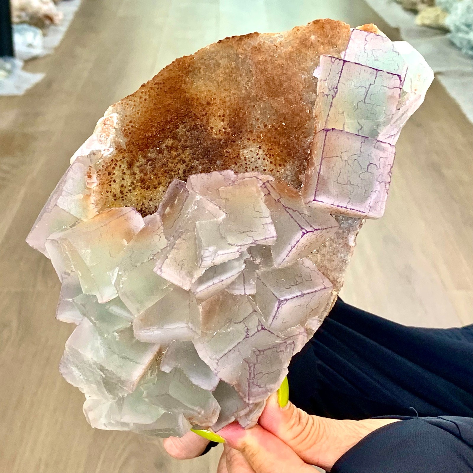 4.56LB Natural Purple Green “QR Code” Fluorite Cluster Mineral Sample/Guizhou