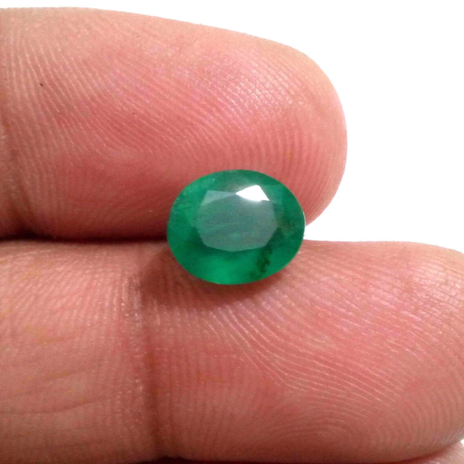 Rare Beauteous 2.85 Crt Zambian Emerald Faceted Oval Shape Green Loose Gemstone