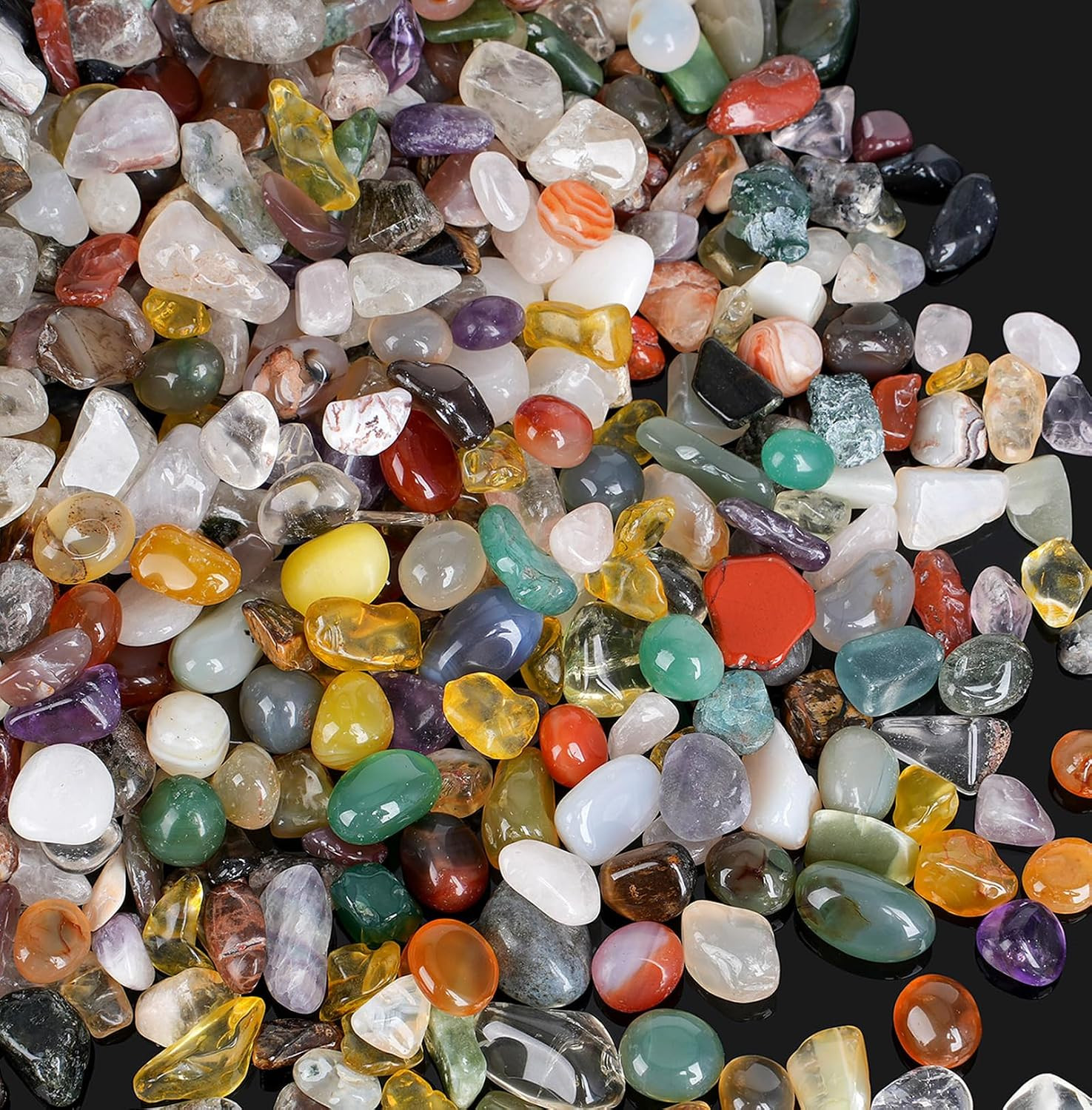 800Pcs+ (3lb) Gemstones and Crystals Set, 30 Kinds+ Crystals Bulk and Minerals S