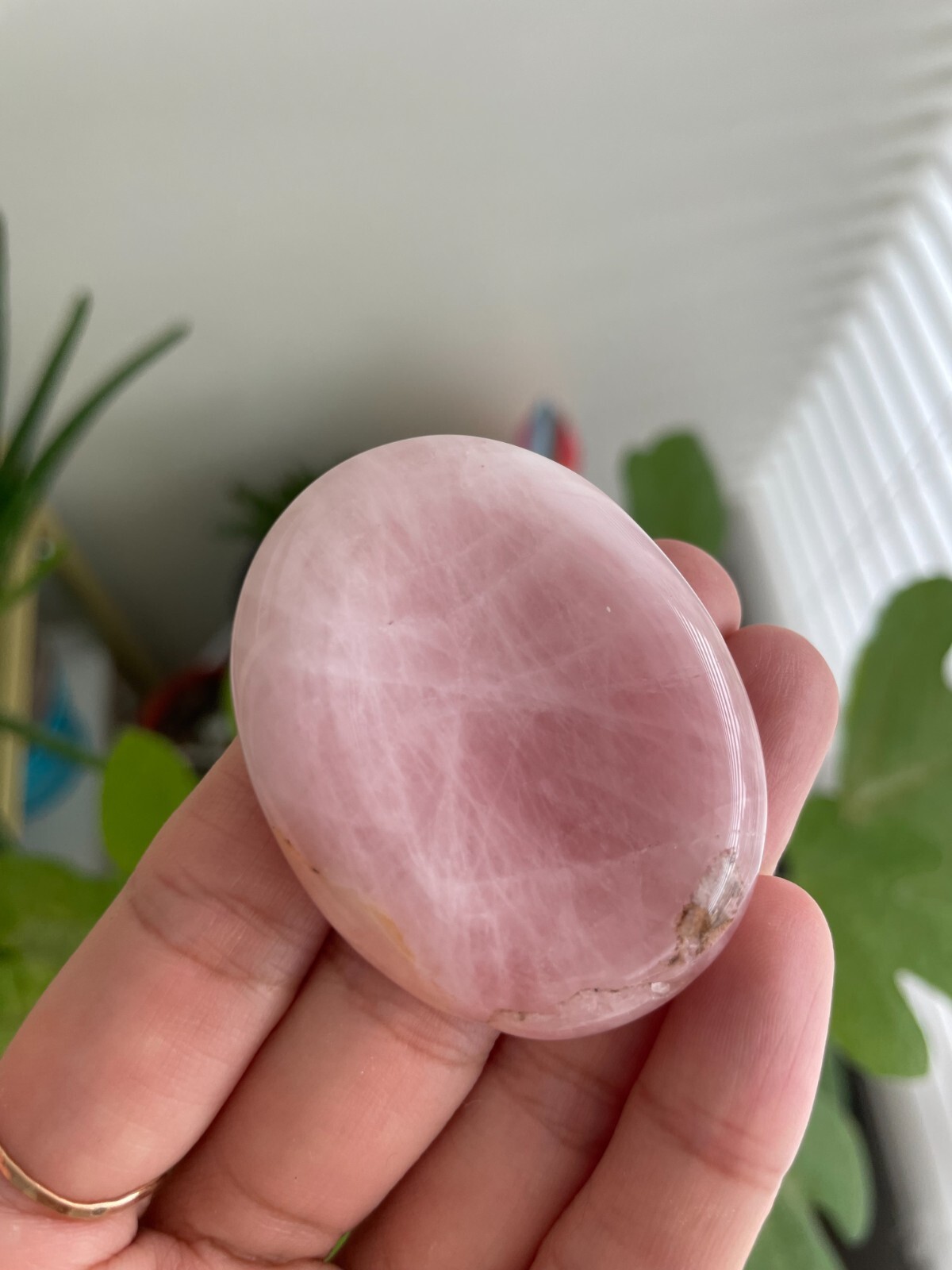 ONE Rose Quartz Palm Worry Stone (Intuitive Pick) – Approx. 2″ long