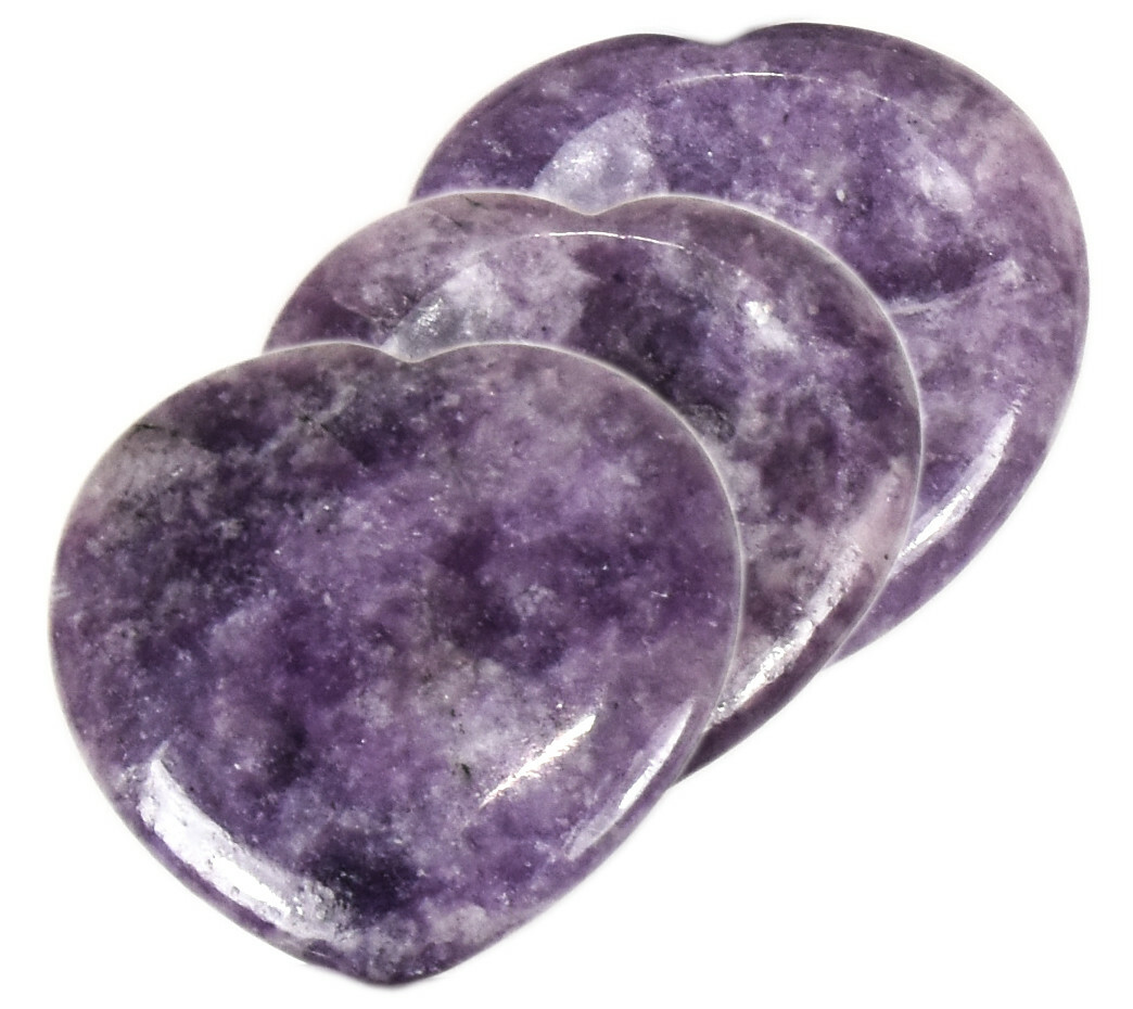 39mm Purple Lepidolite Heart Mini Bowl Worry Stone Crystal Mineral – Brazil 1PC