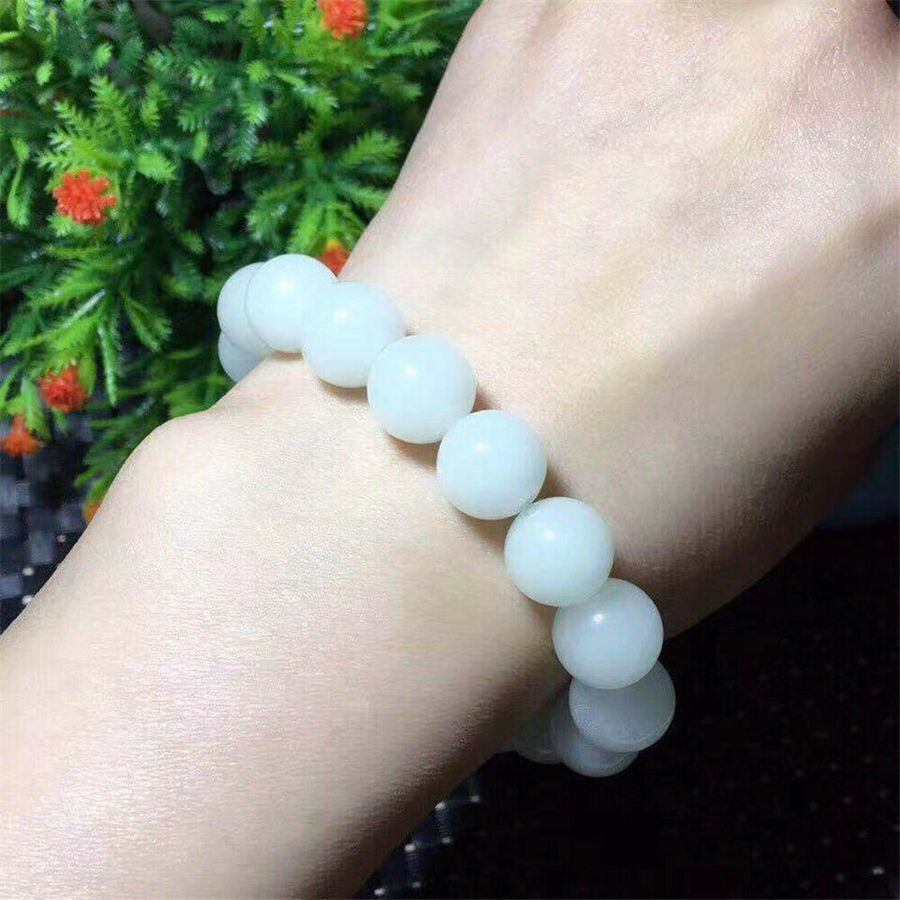 14mm “Glow In The Dark” Luminous Stone Rounds Beads Stretch Bracelet Gift 7.5″