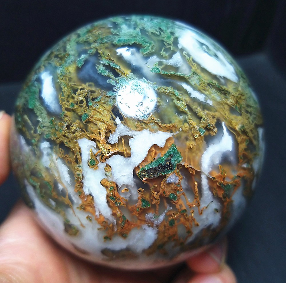 RARE 620.4G Natural Polished Colorful Agate stone Ball Healing Madagascar A419