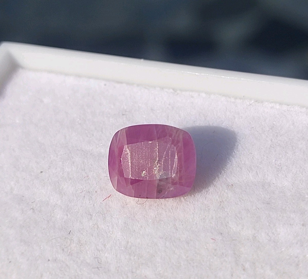 3 ct Natural Flourscent Ruby (Corundum) Spectacular Gemstone – Cushion Cut