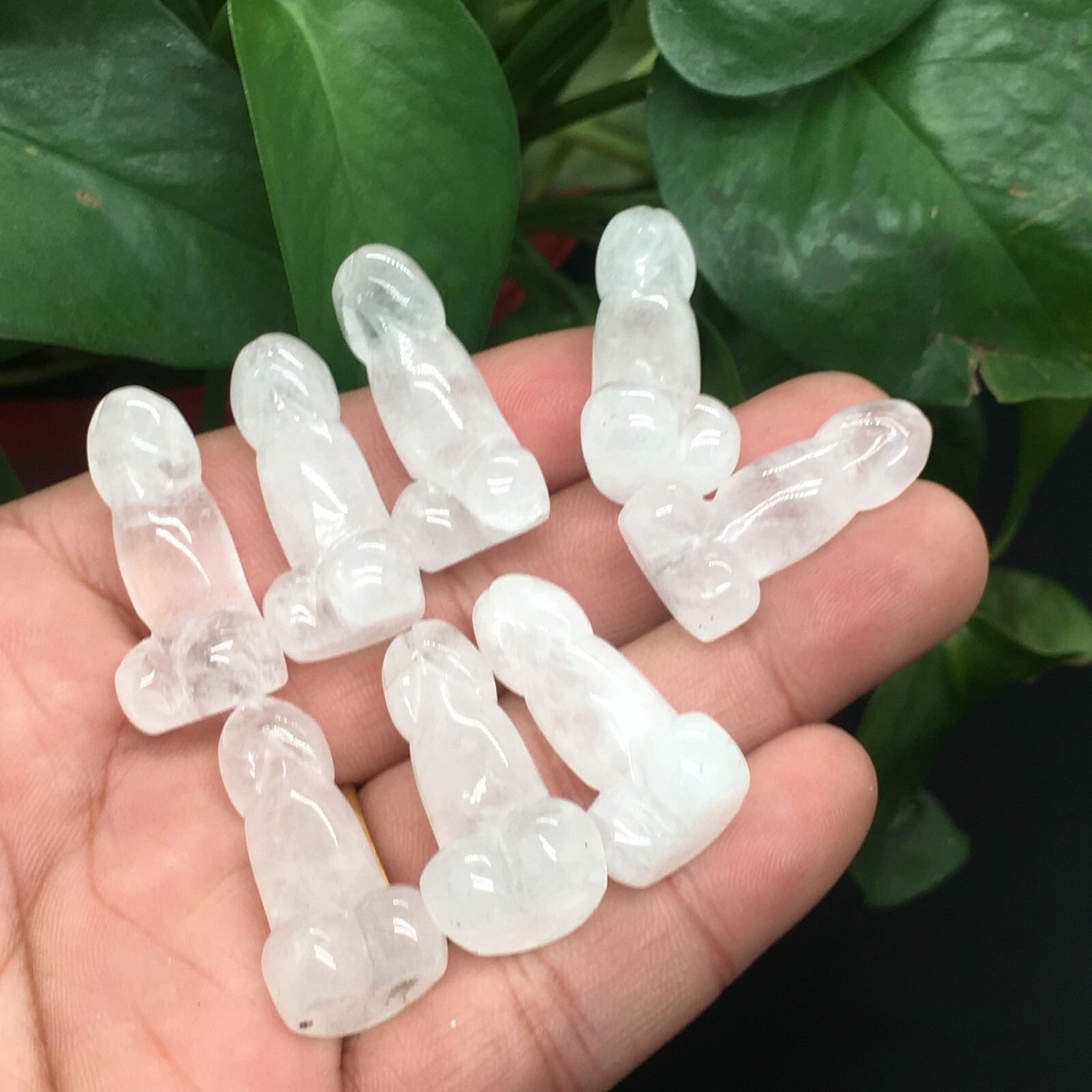5pcs Natural white Male penis Quartz crystal Figurines Gem reiki healing random