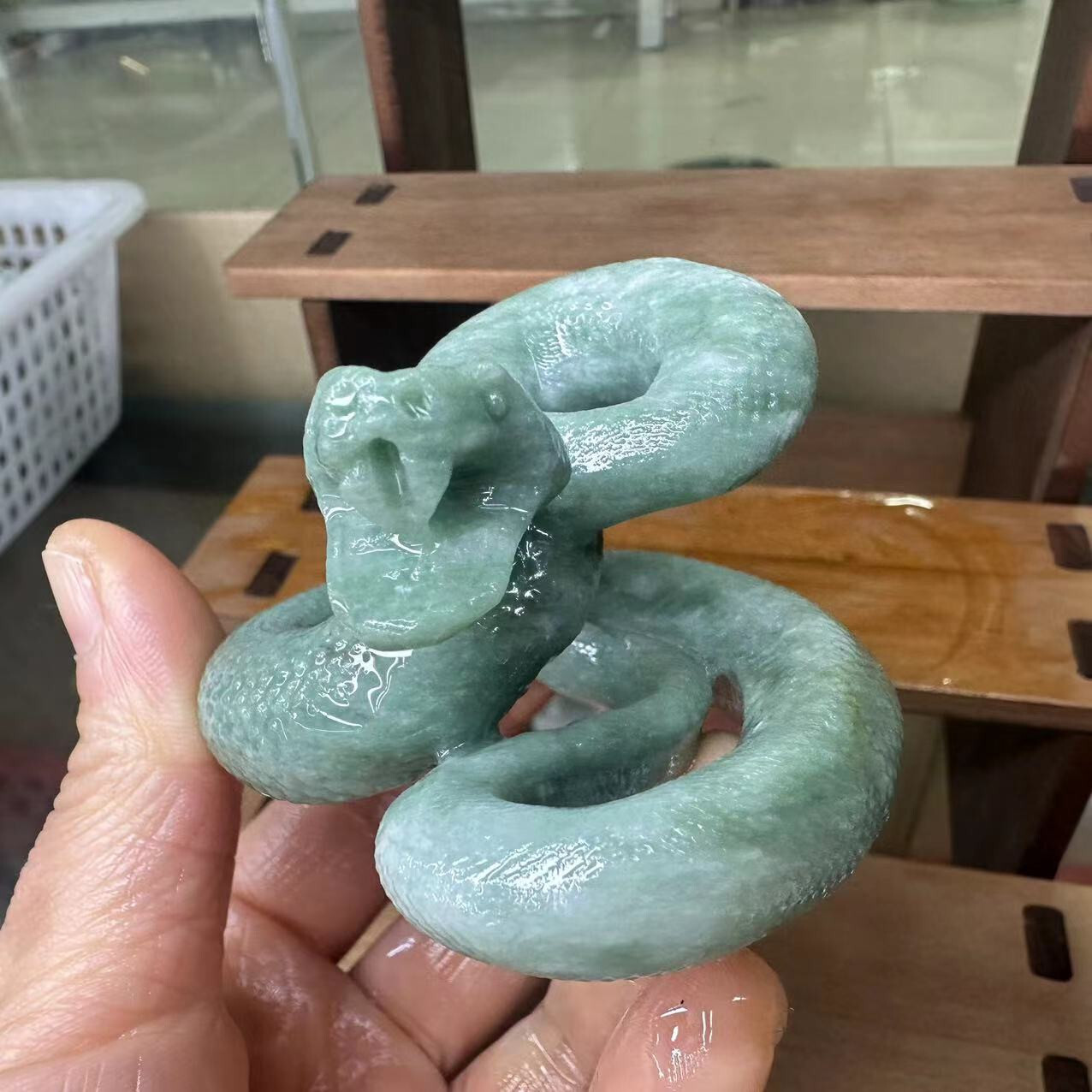 1pc Natural Jade Quartz Crystal Carved Snake Skull Reiki Healing decor gift