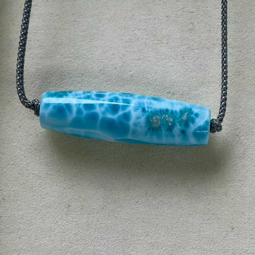 46*13*11mm Natural larimar Quartz Crystal dzi pendant Mineral gem Reiki energy