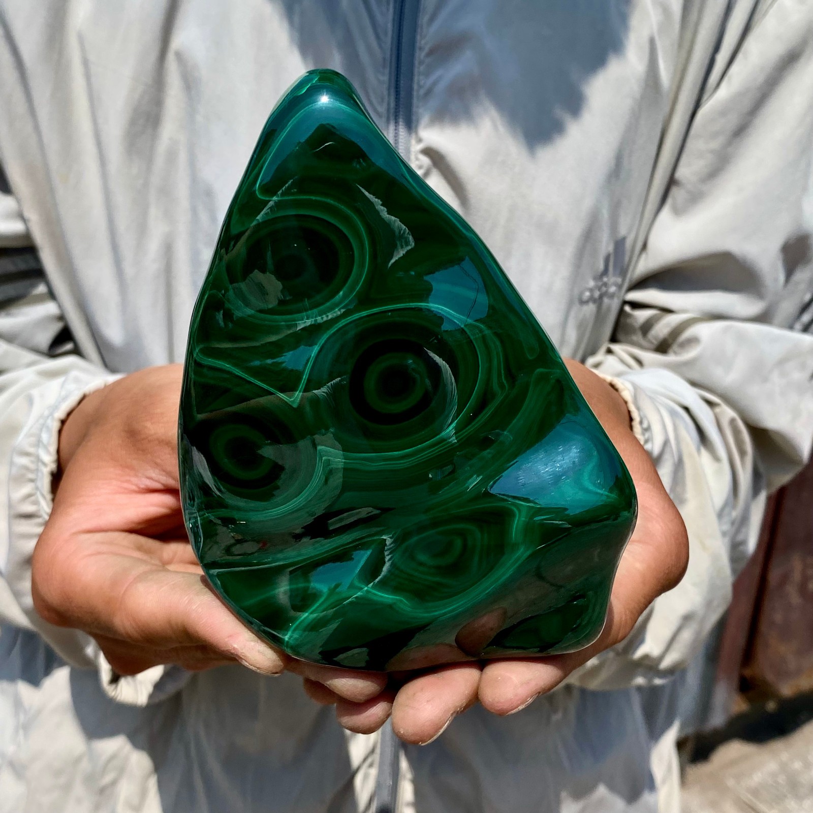 2.2LB Natural glossy Malachite transparent cluster rough mineral sample