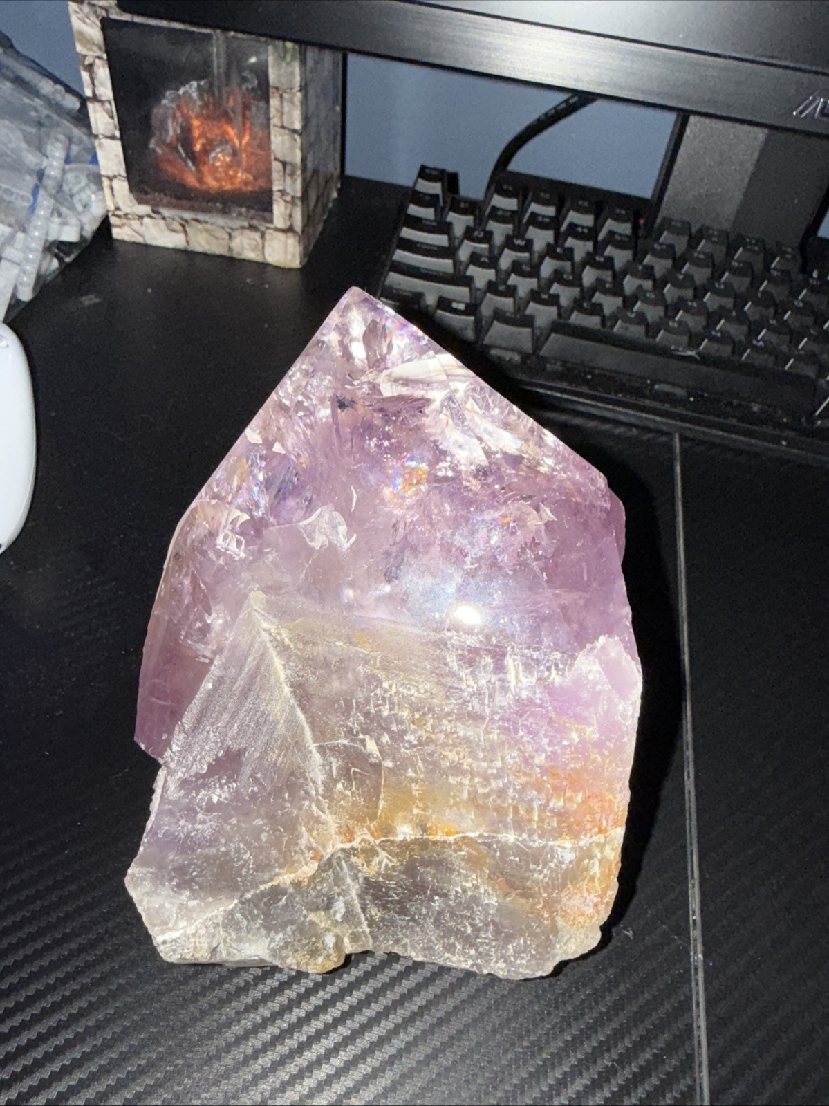 amethyst Freeform With Tower Point 5lbs 9in tall￼