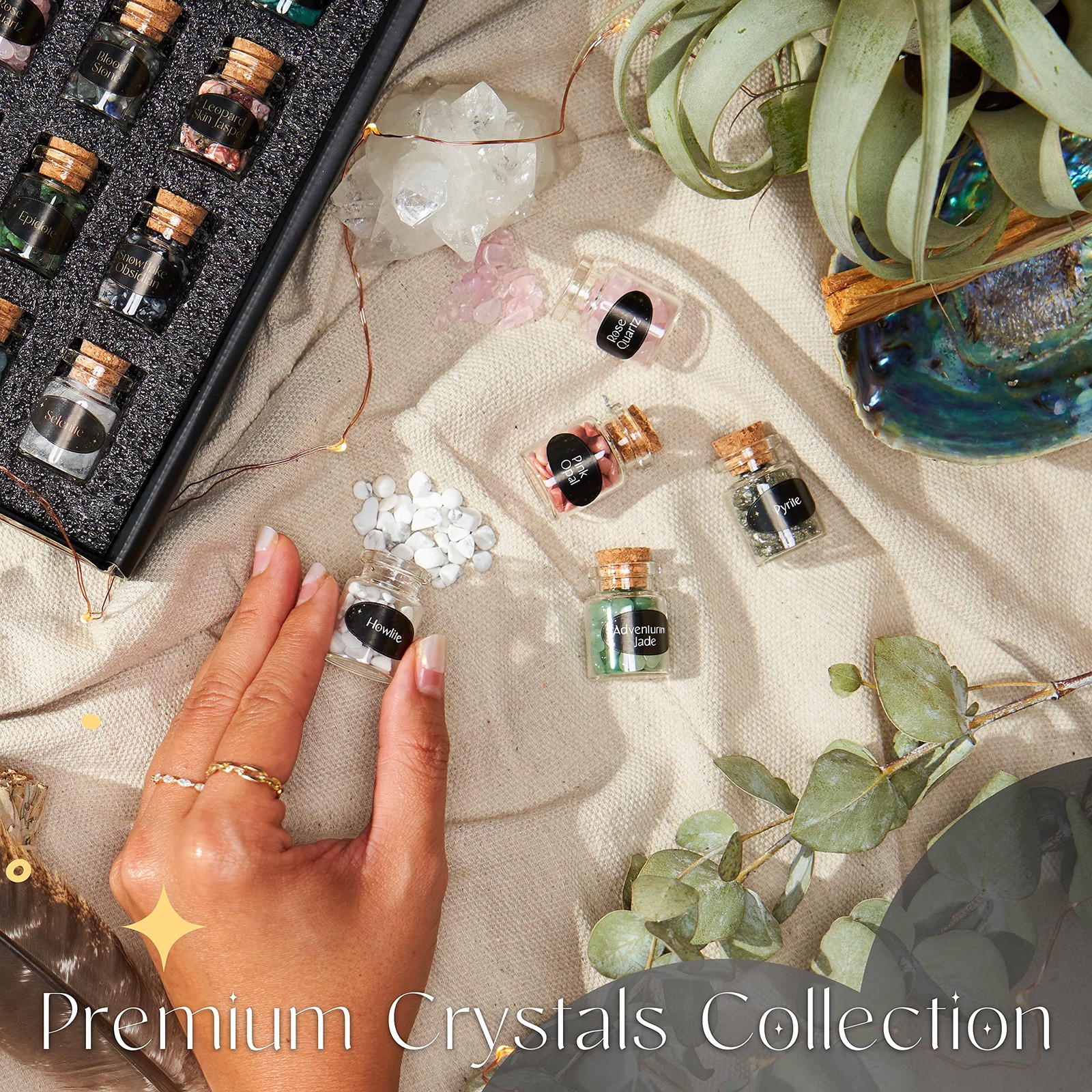 Set of 50 Crystals and Healing Stones | Healing Crystals in Spell Jars with C…