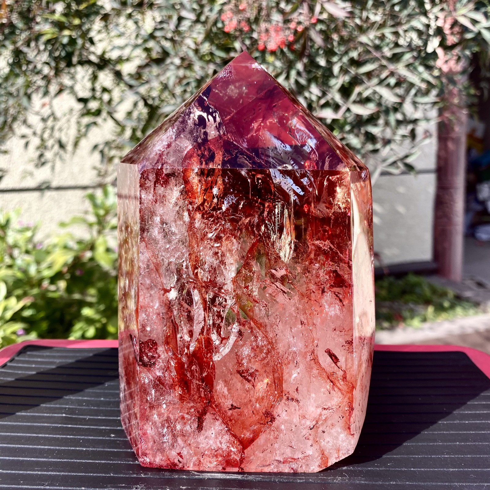 3.92LB Natural Crystal Red Ghost Quartz Mine Crystal Tower Decoration-