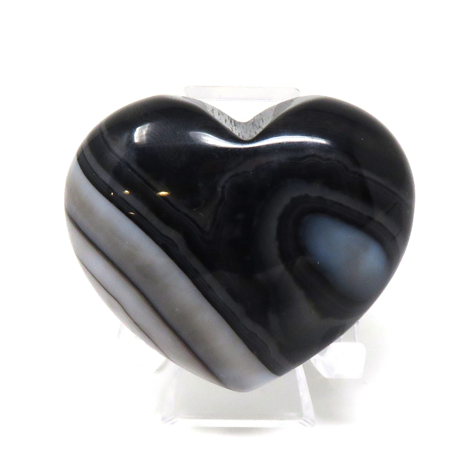 Black Banded Agate Stone Heart #918- 40mm x 35mm x 15mm or 1.57″