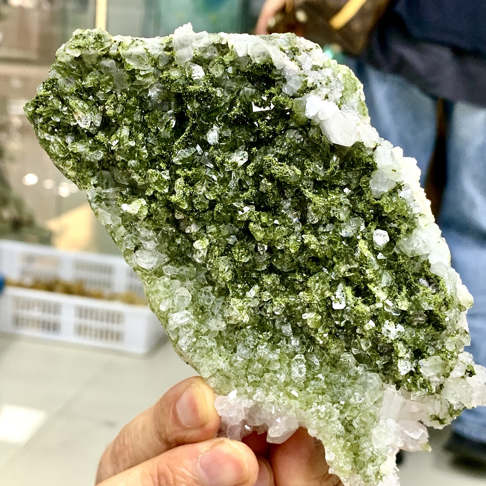449G Natural green top-notch epidote quartz crystal minerals /Türkiye
