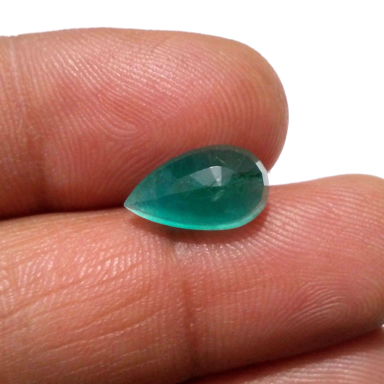 Top Quality AA+ Green Zambian Emerald Faceted 3.45 Crt Pear Shape Loose Gemstone
