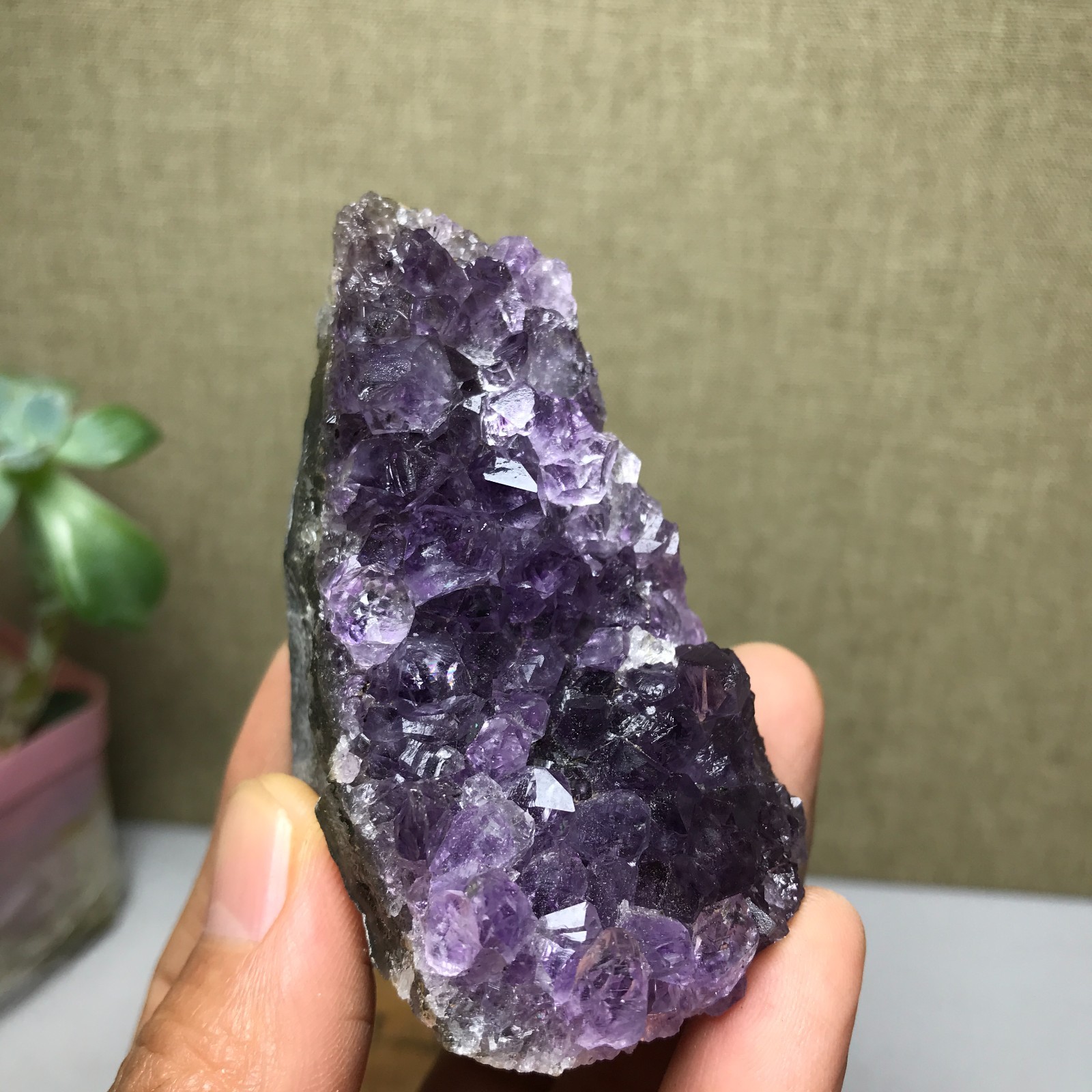 62mm NATURAL amethyst point purple Crystal Cluster Mineral Specimen 111g A1774