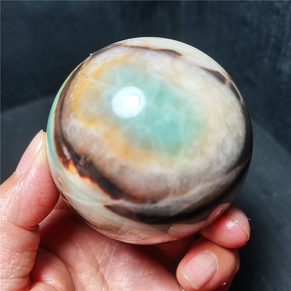 RARE 390G Natural Polished Colorful Sky blue Agate Crystal Ball Healing R2295