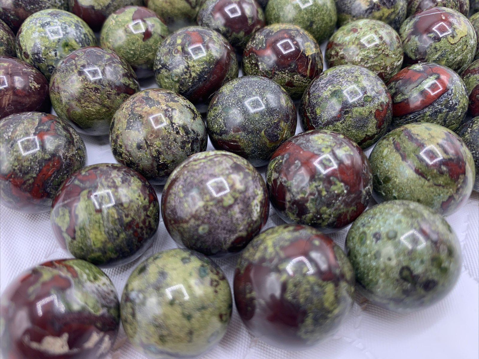 Dragon’s Blood 17-21mm Marbles •Lot Of Ten (10) Small Mini Spheres *AMAZING*