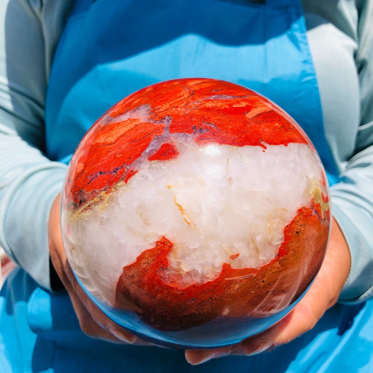 5.96LB Natural red jade ball quartz crystal ball, spiritual energy healing