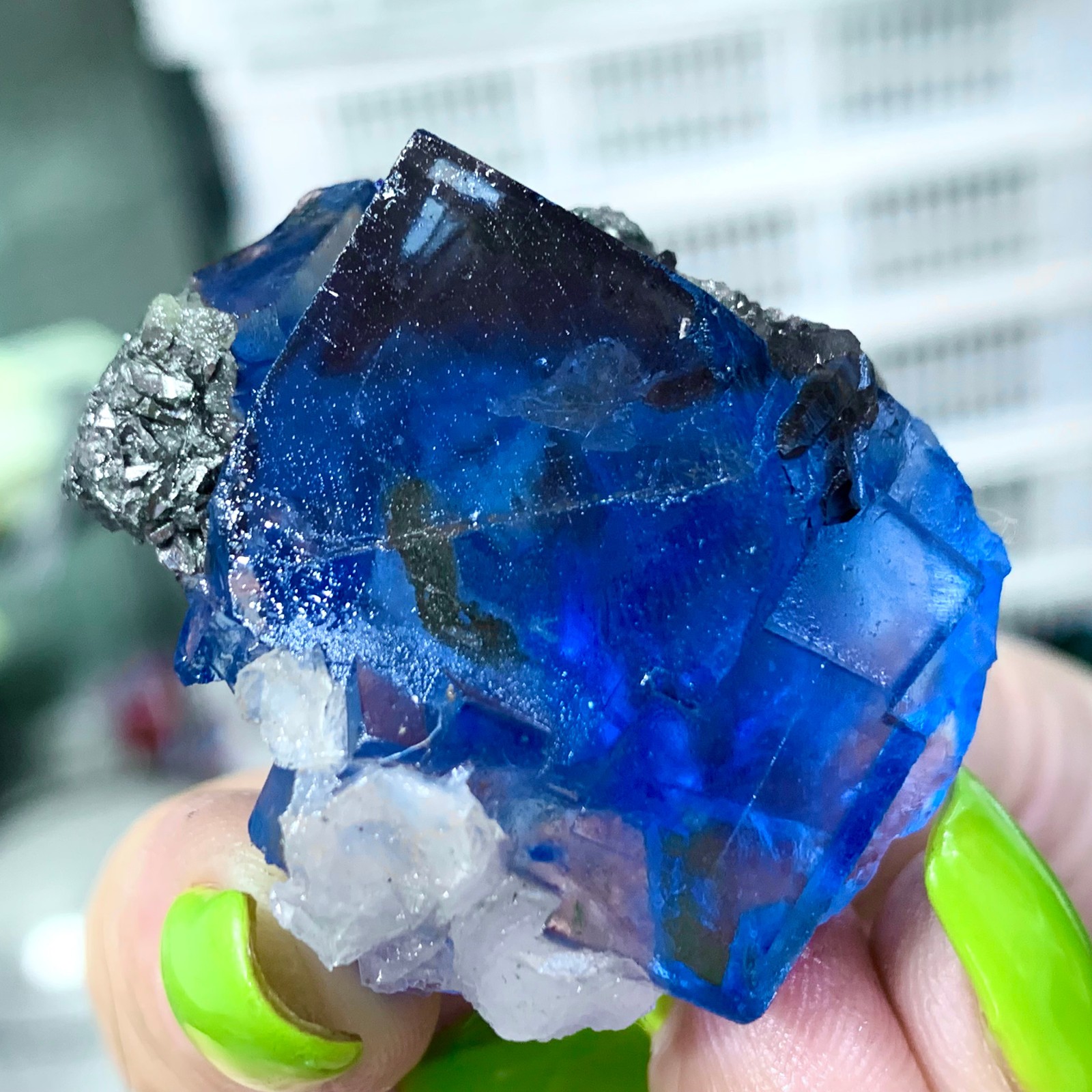 43G Rare transparent blue fluorite cubic mineral crystal sample/China