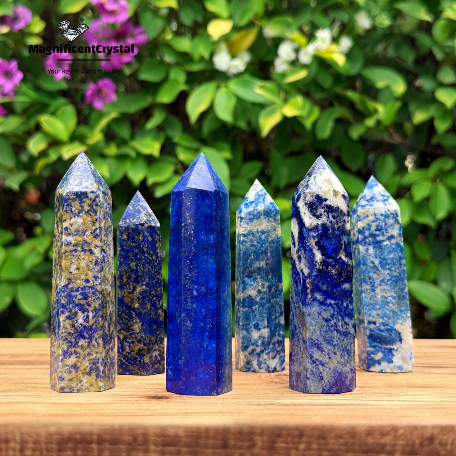 Genuine Lapis Lazuli Crystal Tower Point Healing Blue Gemstone Obelisk Wand Deco