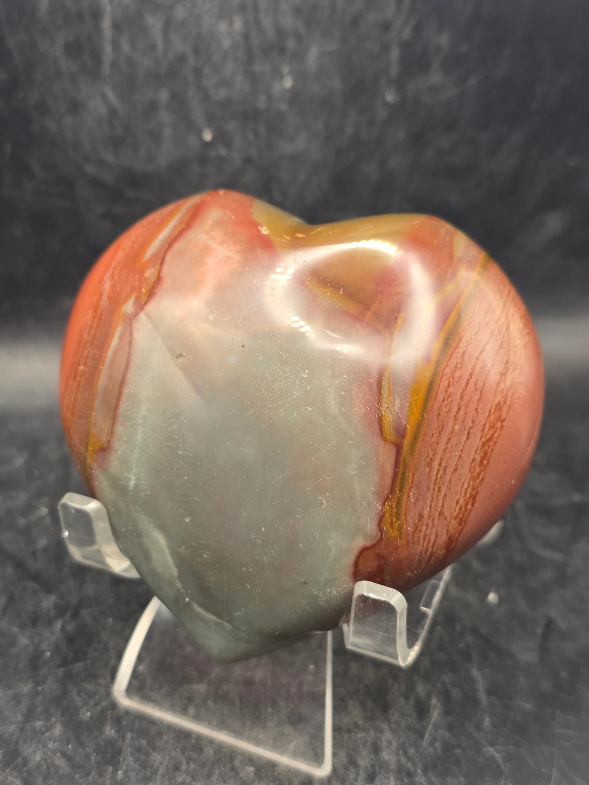 Polychrome jasper heart! 10 ounces, 3.2 inches wide, 3″ tall