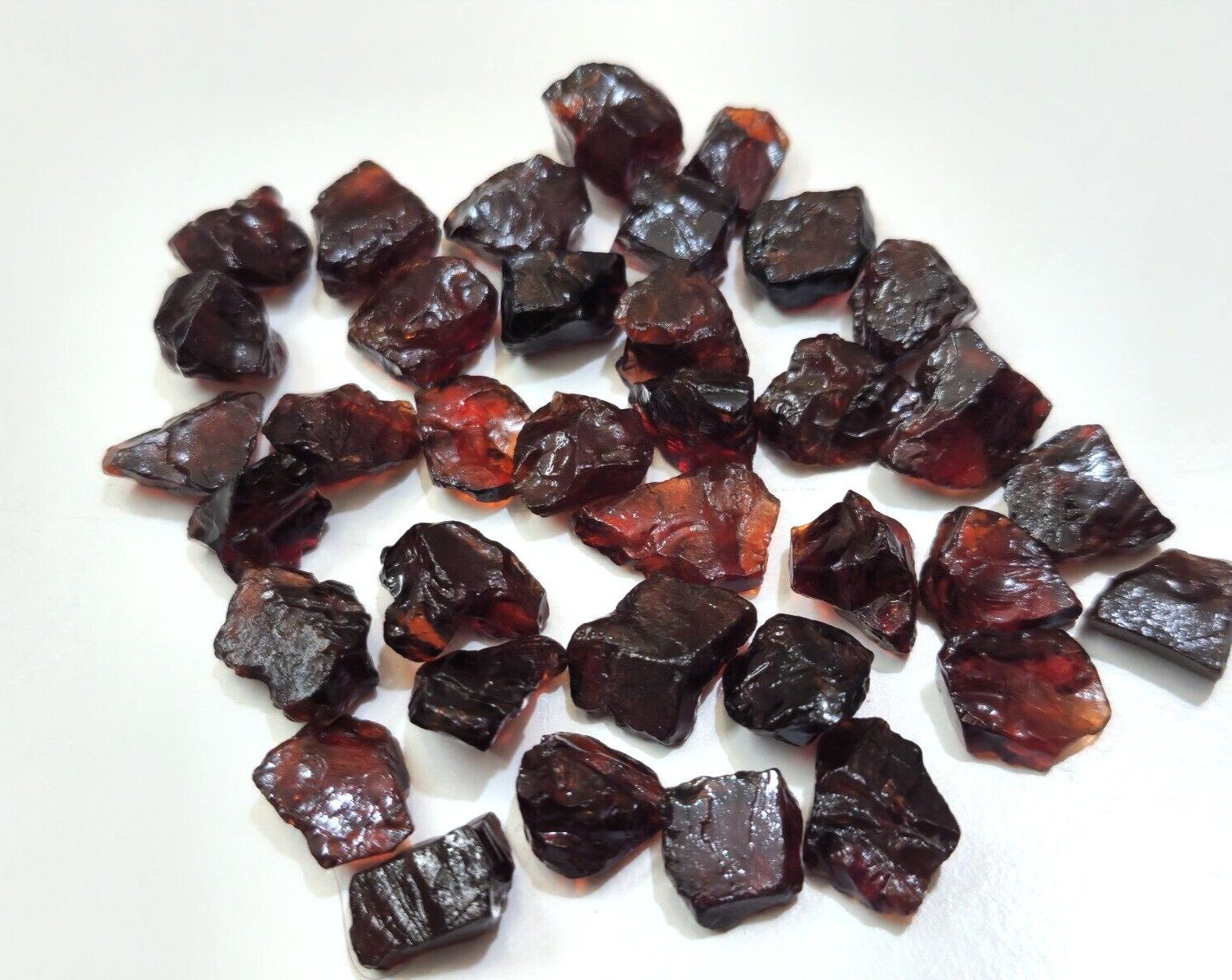 A+ Glowing Red Garnet 36 Piece Raw Size 8-12 MM Red Garnet Gemstone For Jewelry