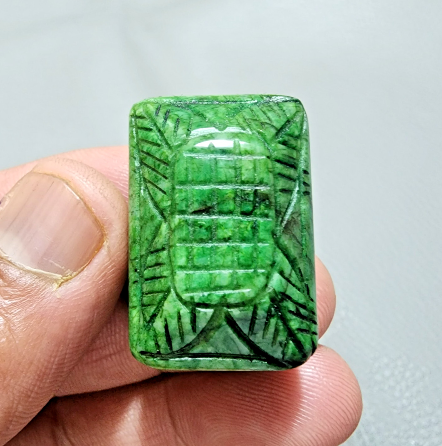 Ultimate A+ 113 Ct Green Brazilian Emerald Carving Loose Gemstone Jewelry Making