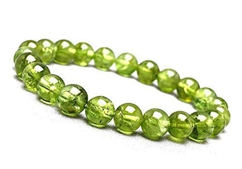 Certified Natural Peridot Bead Bracelet Green Gemstone Stretch Bracelet Unisex