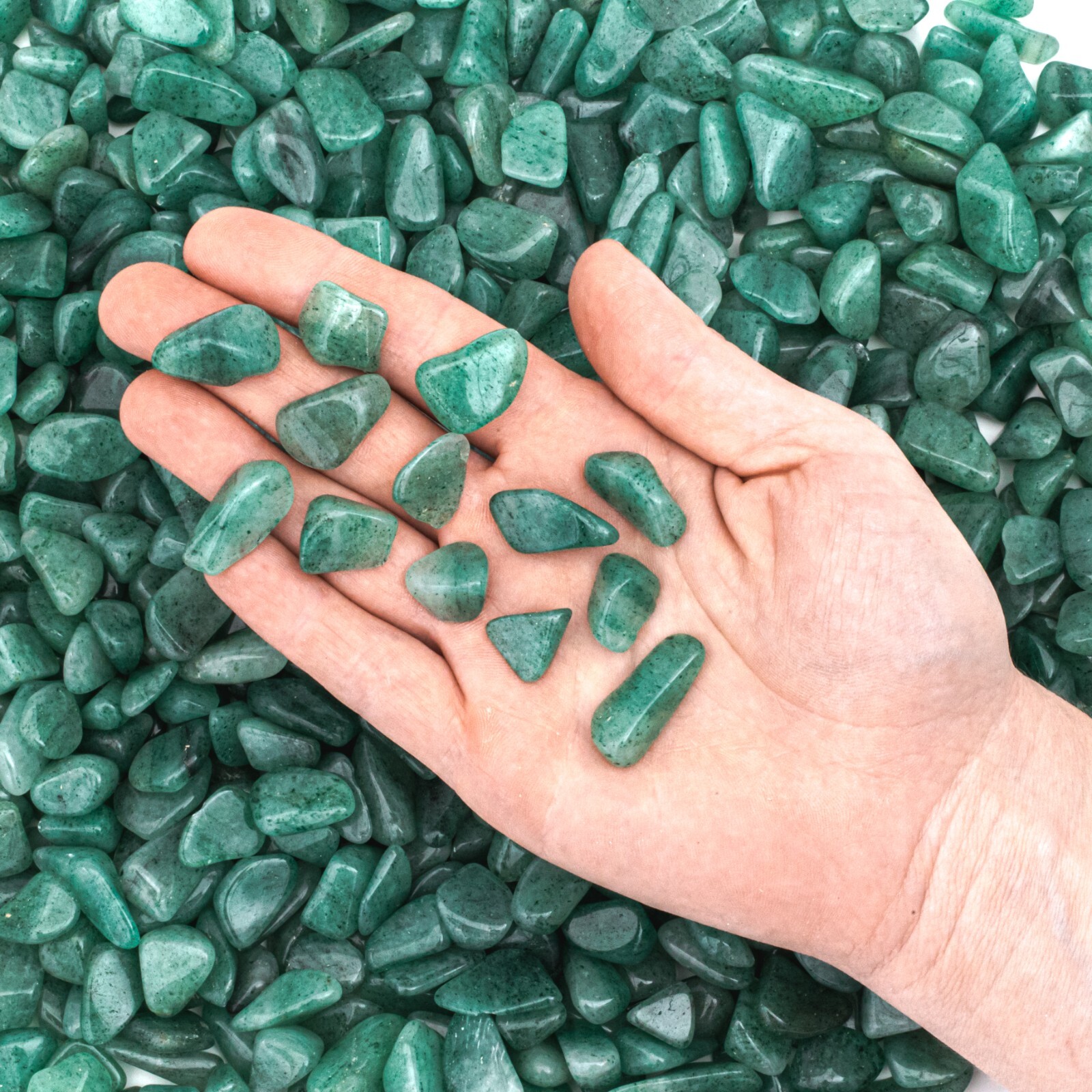 1/2 lb Small Tumbled Dark Green Aventurine Quartz Gemstone Crystals Bulk Gems