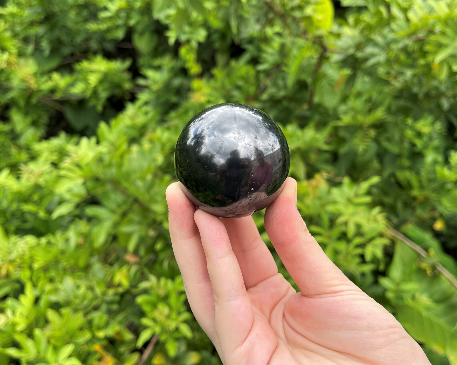 LARGE Shungite Crystal Sphere Medium 50 mm Sphere + Stand (2″ Shungite Sphere)