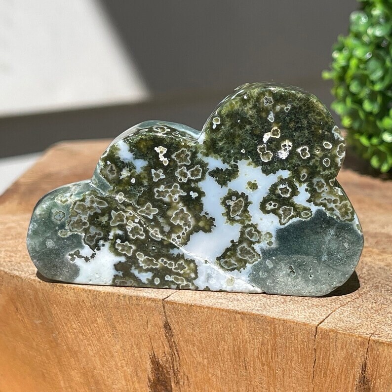 7th Vein Ocean Jasper Cloud Carved Slab with Green Quartz #18 Bubble Jasper