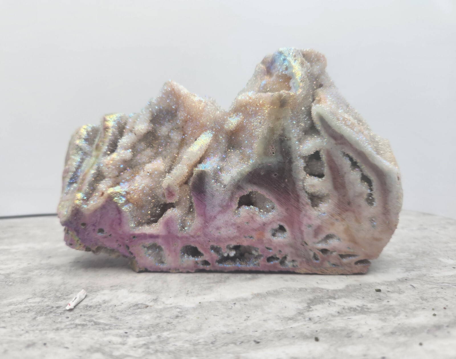 Colorful Angel Aura Rainbow Sphalerite Slab Druzy Natural Crystal w/ Coating #2