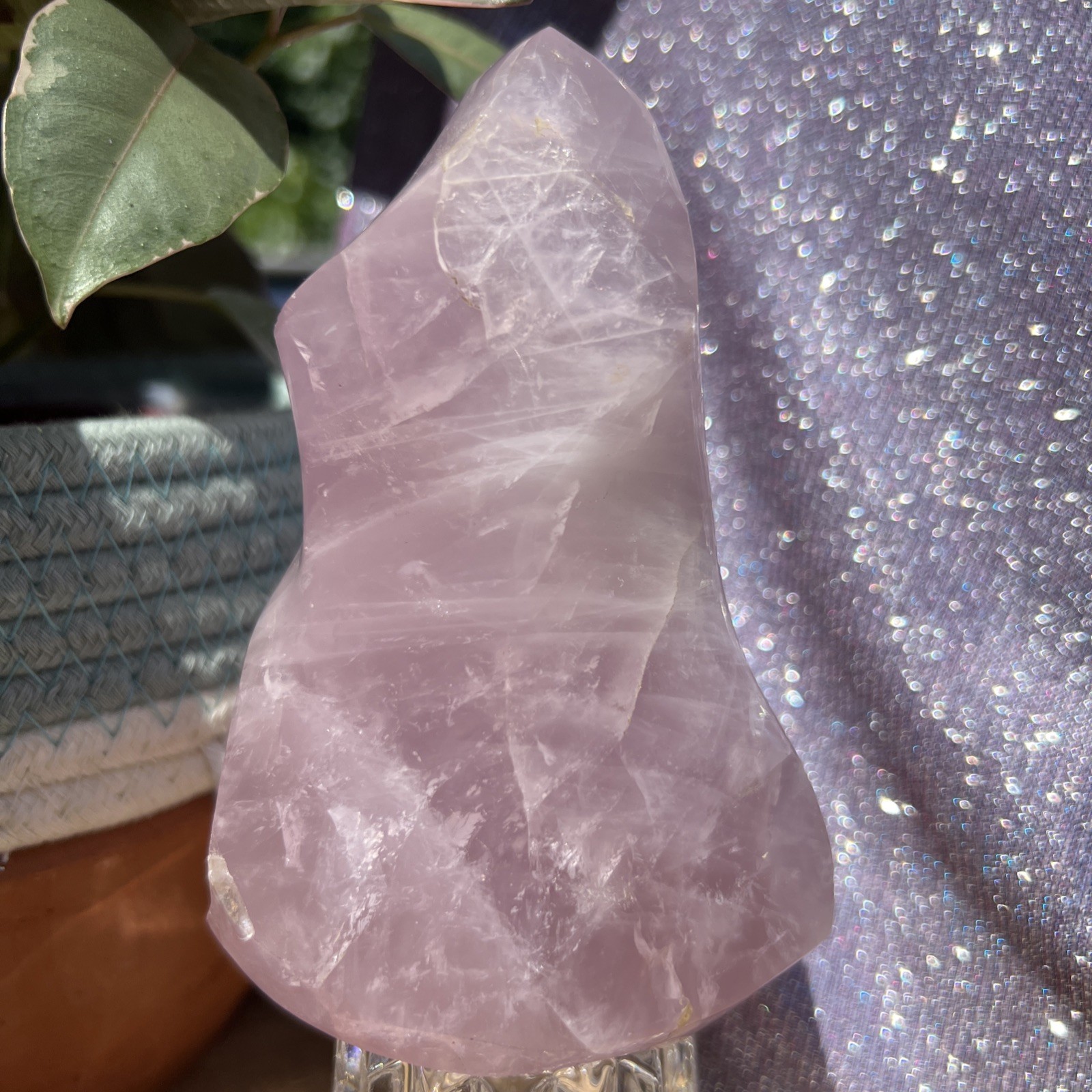 Natural Pink Rose Quartz Flame 1 # 8 Ounces 4.8 Inches Crystal US Seller 20
