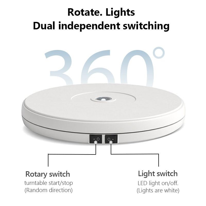 YVV LED Rotating Display Stand White 10 Inch 360° Motorized Turntable with LE…