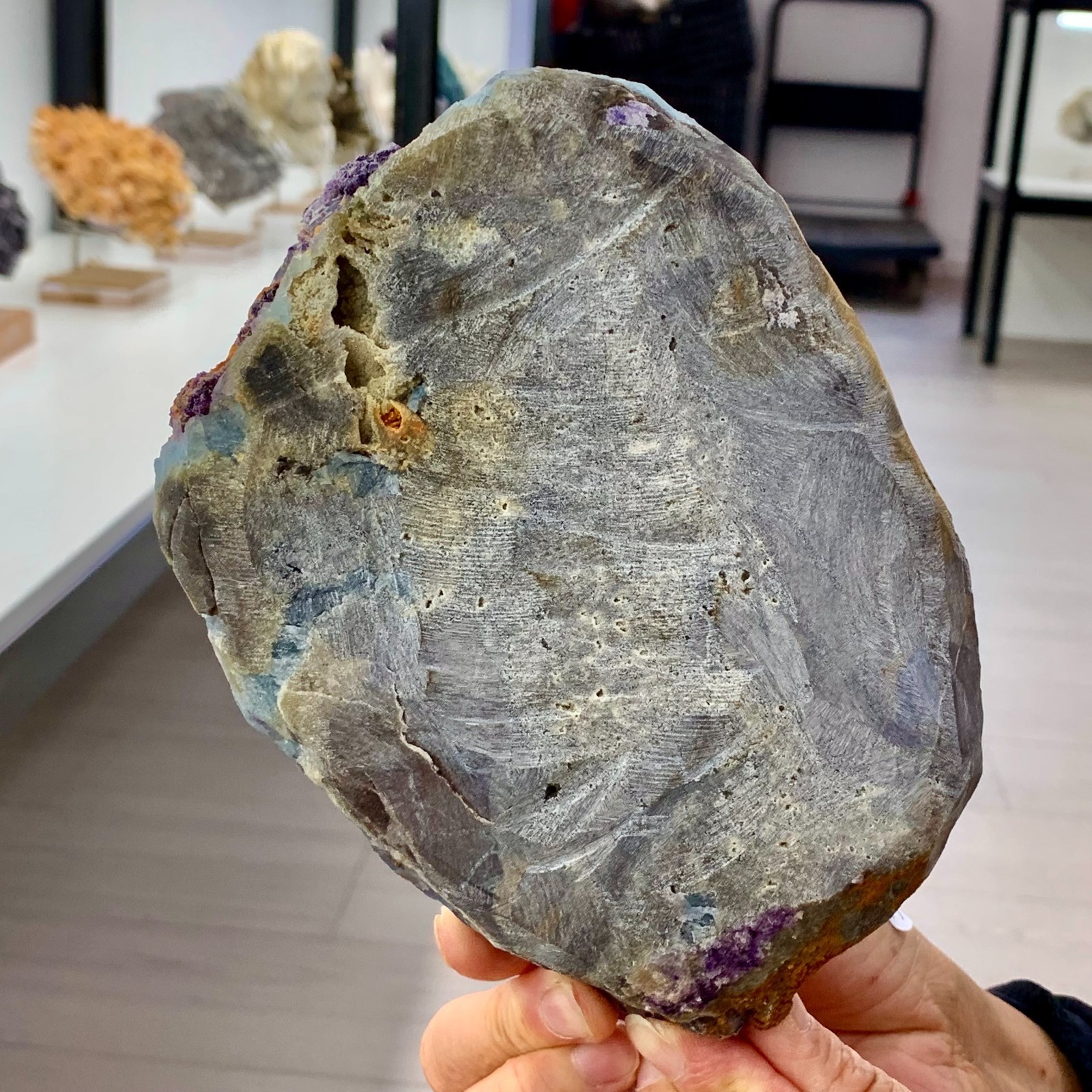 3.52LB Rare transparent purple-blue fluorite cube mineral crystal sample/China