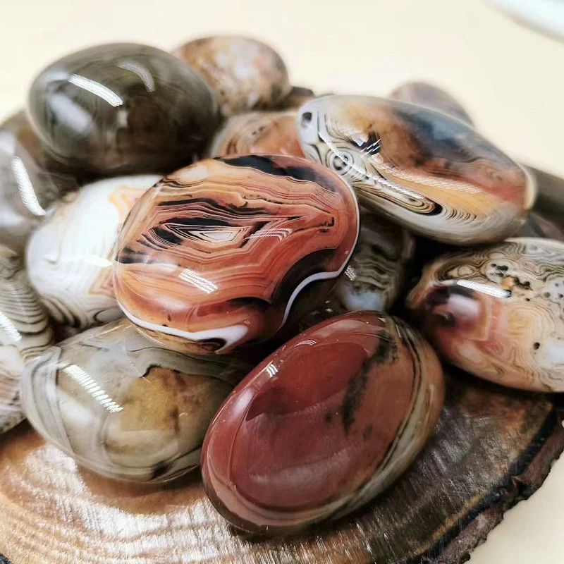 Big Silk Agate Raw Stone Handle Piece No Engraved Pebbles Raw Stone Grab Piece