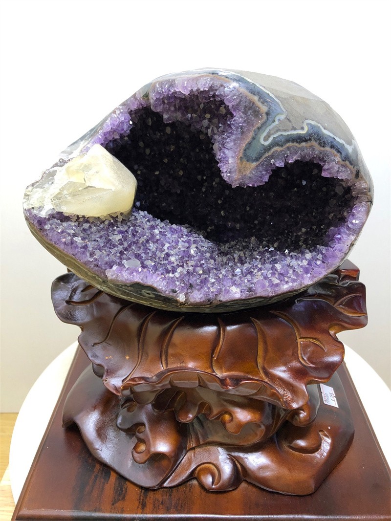 19.14LB Natural Amethyst Cave Quartz Crystal Mineral Specimen Healing + STAND