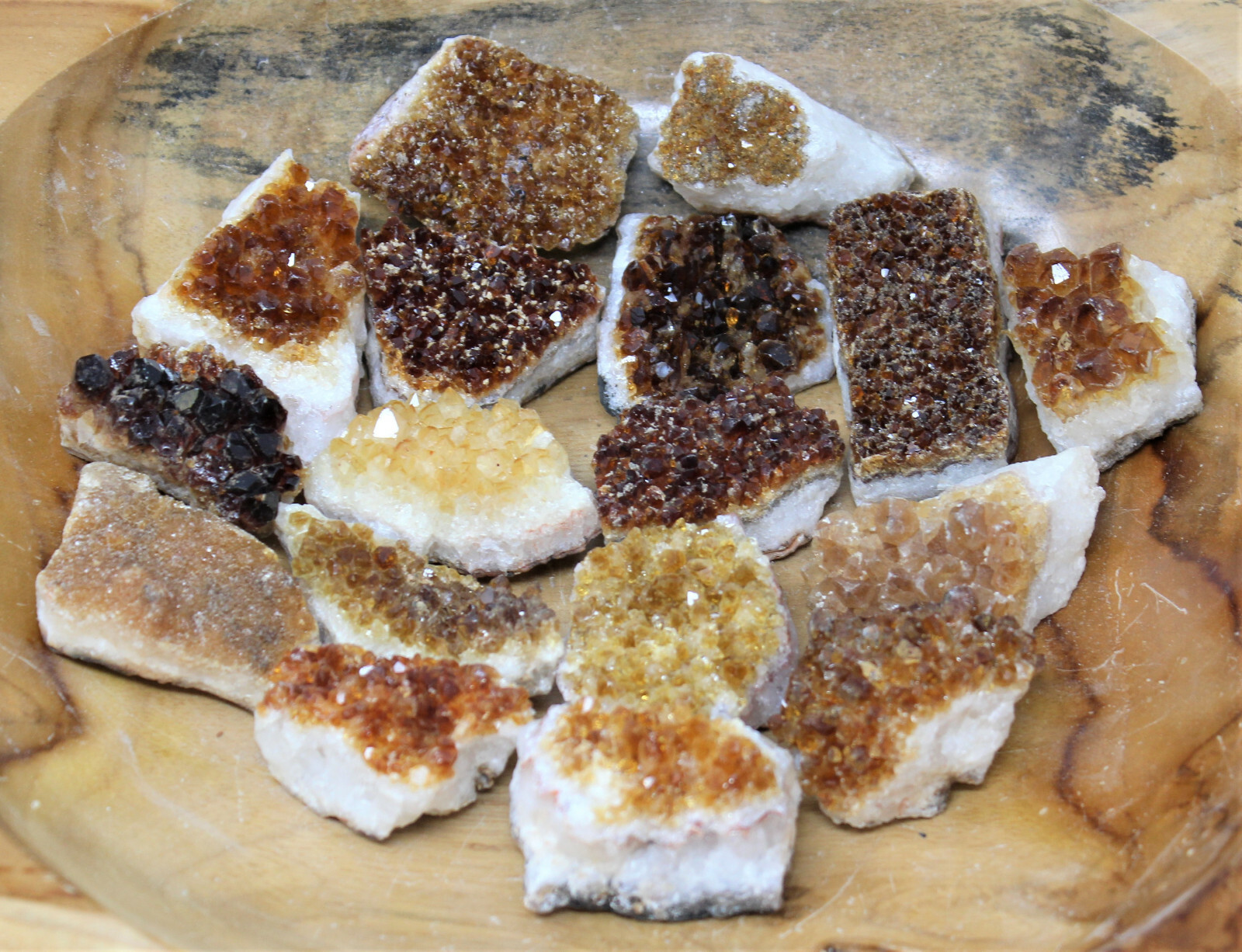 Citrine Crystal Clusters Box: Wholesale Bulk 7-10 Piece Lot B Grade Citrine Flat