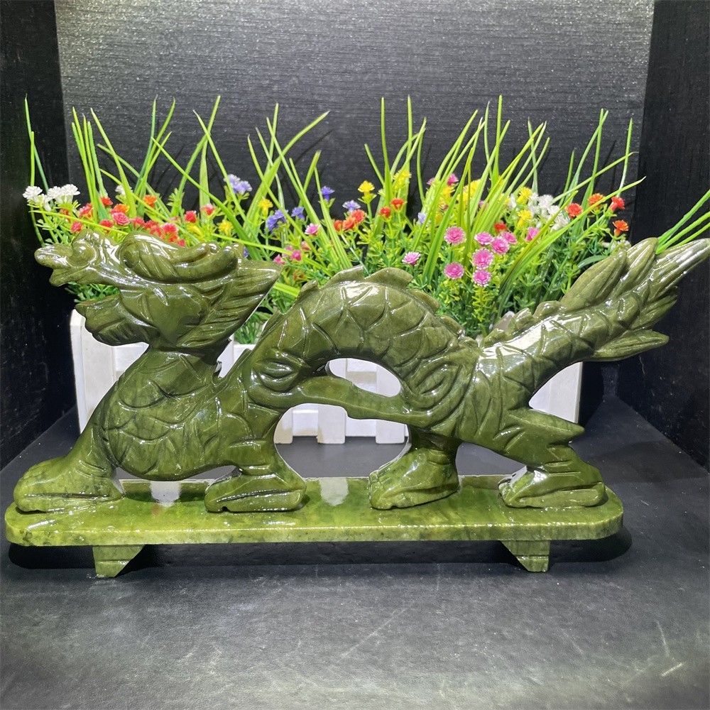 2.5LB 1″ Natural Xiuyan Jade Dragon Crystal Carving Reiki Energy Mineral Reiki