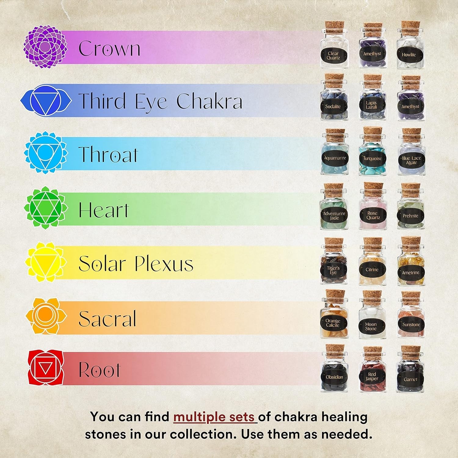 Enchanting Crystal Variety Pack | 50 Healing Stones & Crystal Grid for Beginners