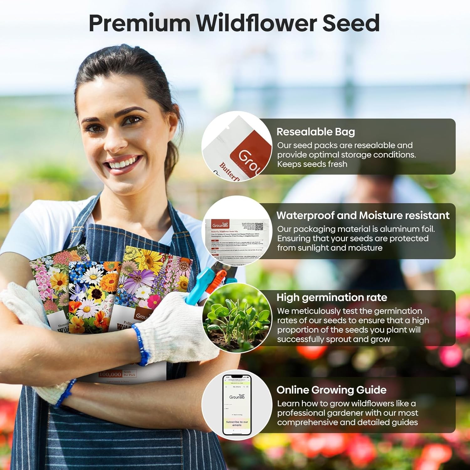 All Perennial Wildflower Seeds Bulk, 1/4 Lb, 100,000+ Seeds, 26 Variety Mix with