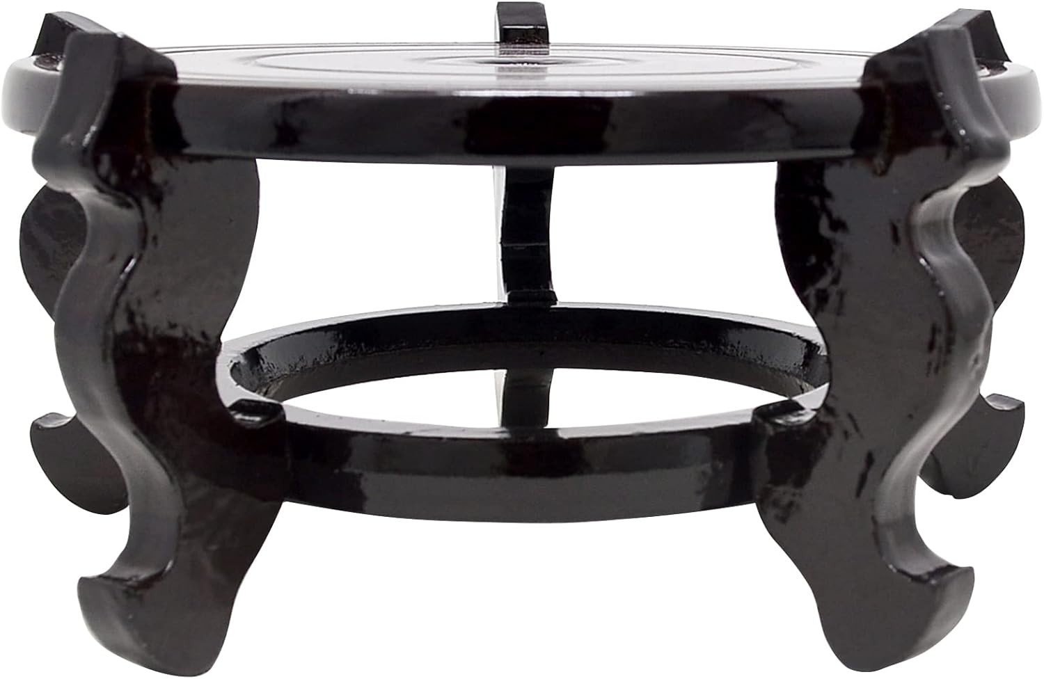 Feng Shui Chinese Wooden Fishbowl Planter Display Stand (10 Inch)